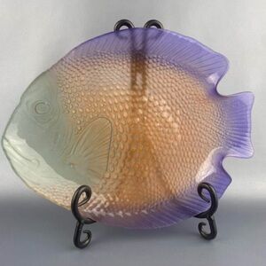 1970 Arcoroc Purple and Orange Fish-decorative plate